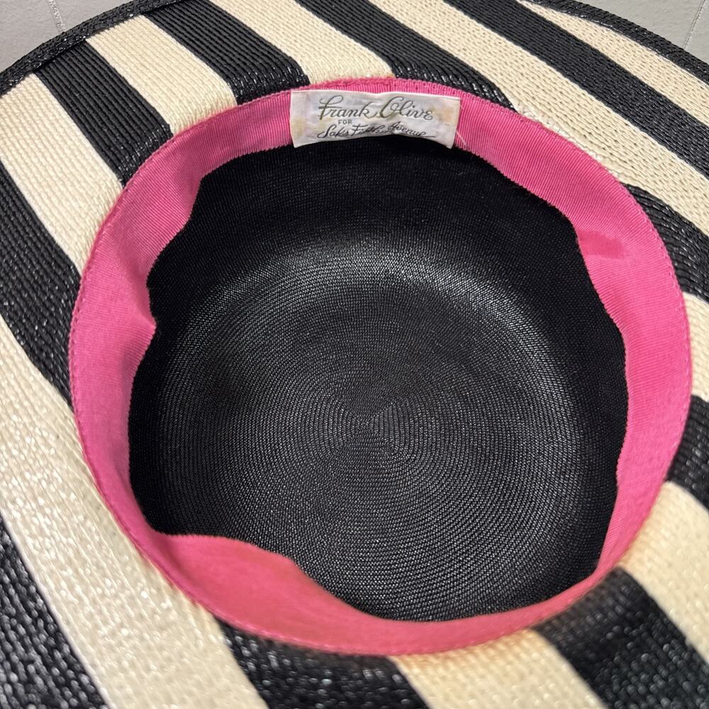 Vintage Frank Olive Straw Hat for Saks Fifth Avenue Elegant Classic - Picture 8 of 10